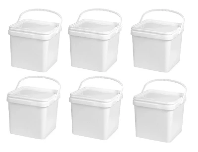 Pachet promo 6 X Galeata patrata din plastic cu capac sigilabil Clino 10L